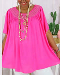 Solid Color Loose-Fitting Blouse