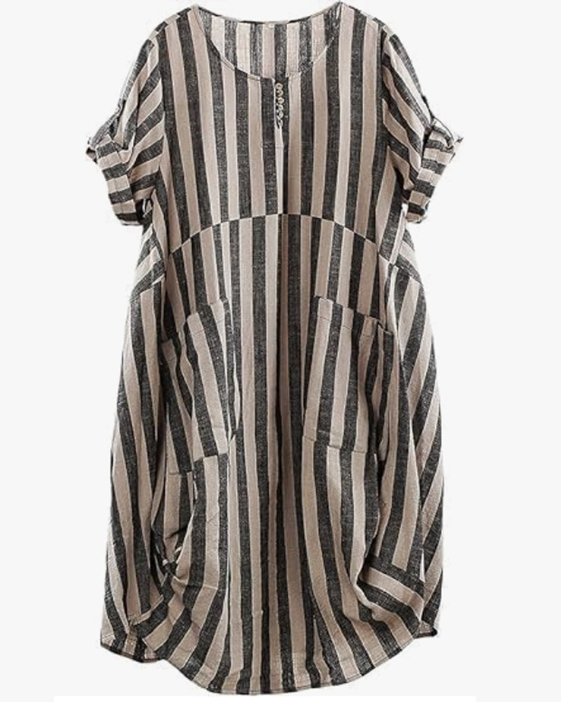 Round Neck Loose Striped Dress