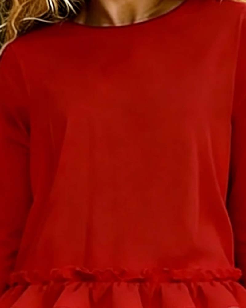 Multi-Layer Ruffle Round Neck Blouse