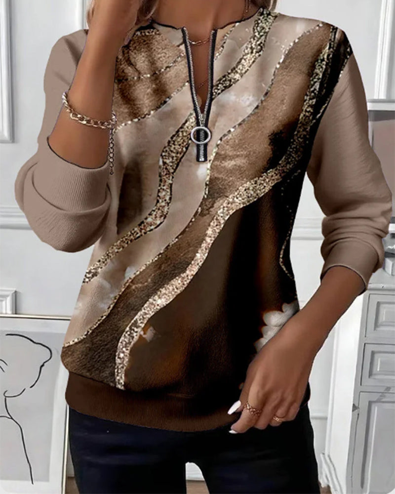 Half-Zip Vintage Print Sweatshirt