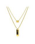 Double long necklace in titanium steel