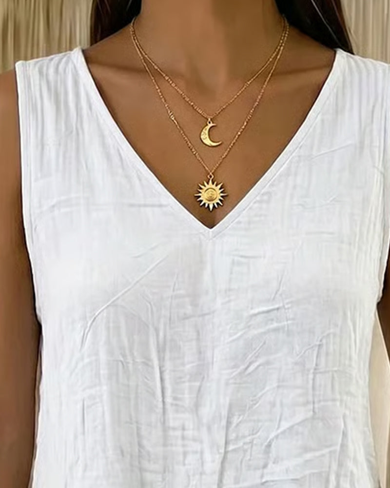 Double Layer V-Neck Sleeveless Tank Top