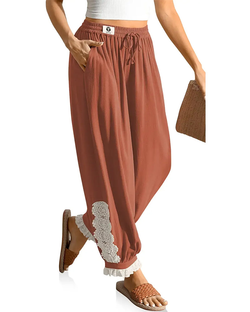 Lace Patchwork Lantern Pants