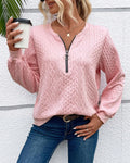 Casual solid color long sleeve zipper sweatshirt