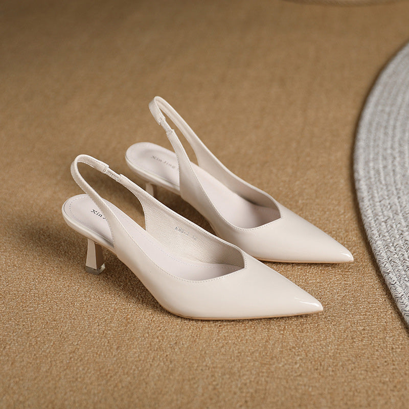 Solid color temperament pointed high heels