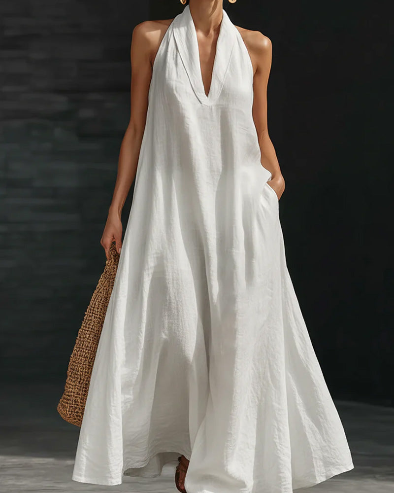 Fashionable Halter Neck Long  Dress