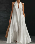 Fashionable Halter Neck Long  Dress