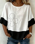 Color Block Floral Top