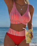 Fashion Crisscross Design Stripe Bikini