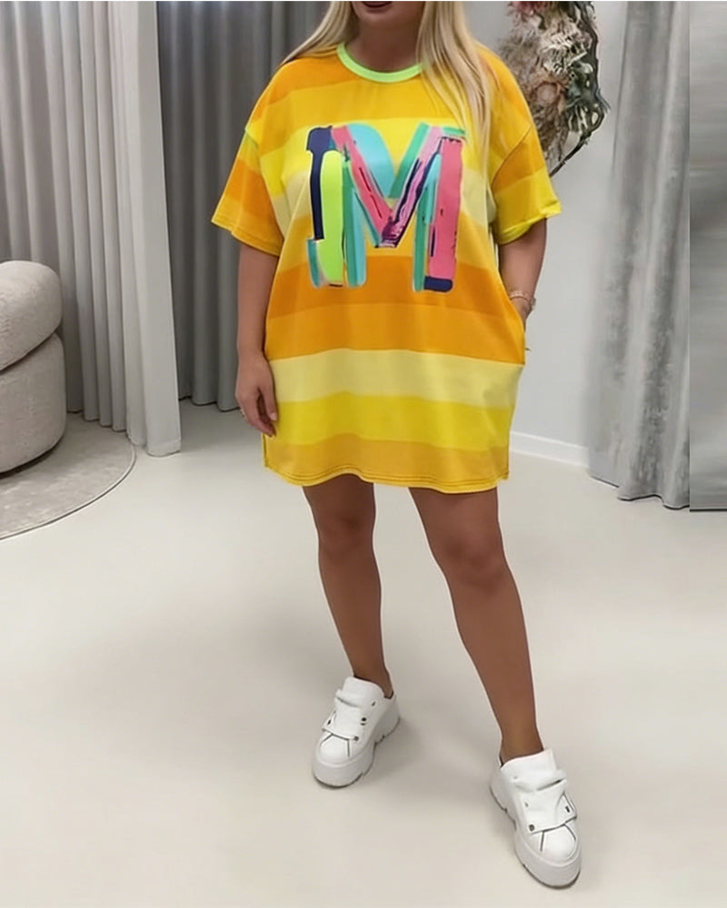 Rainbow Stripe Letter Dress
