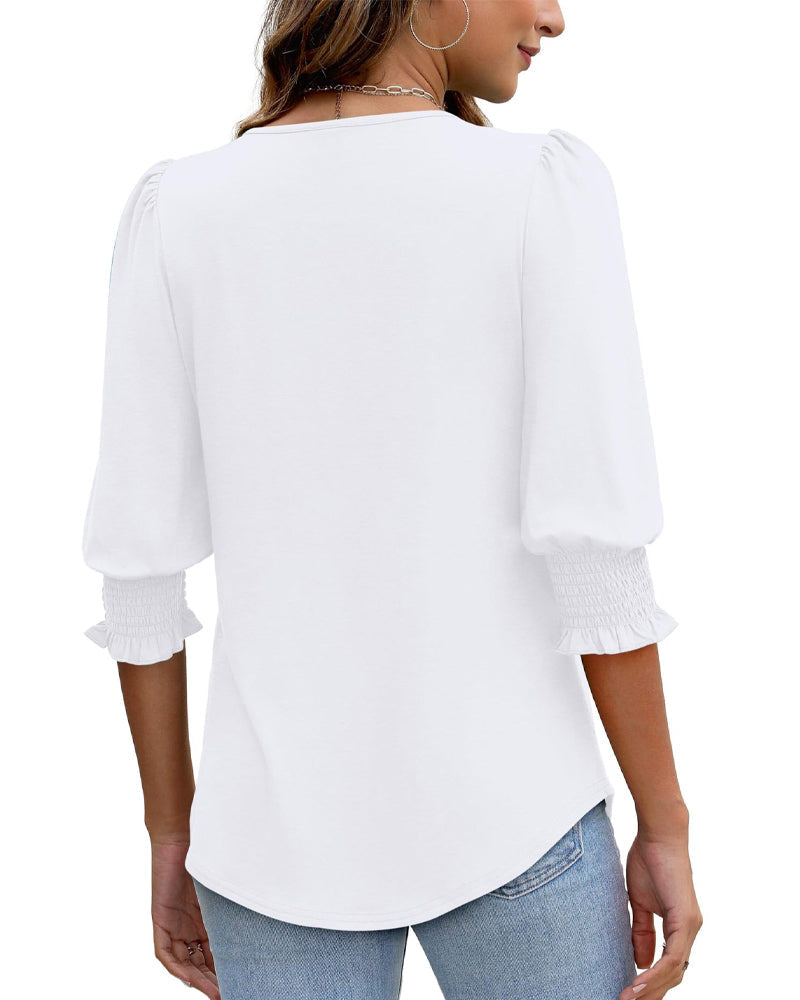 Puff Sleeve Printed Blouse