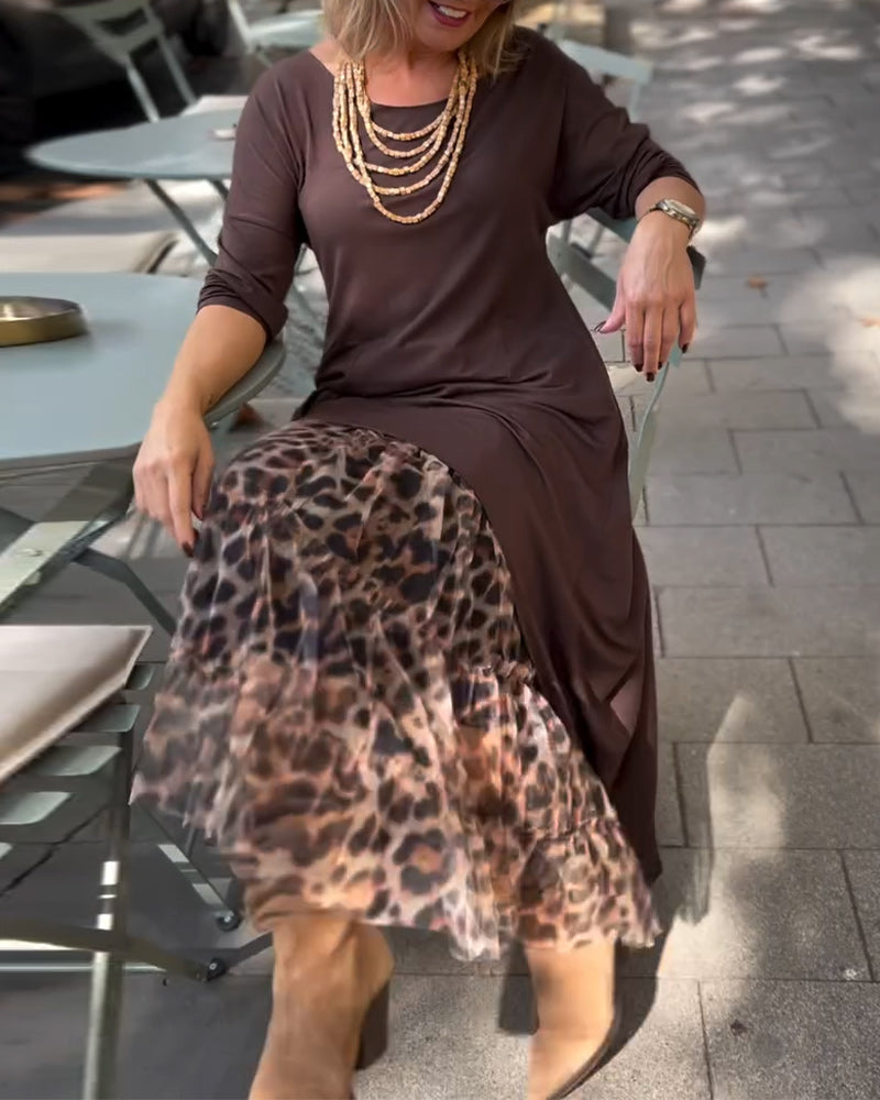 Long Sleeve Solid Color Irregular Dress