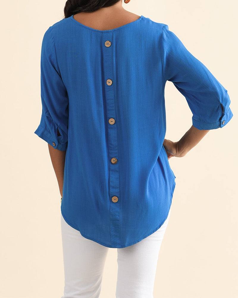 V-Neck Solid Minimalist Blouse