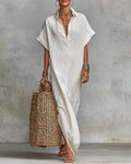 Lapel Buttoned Long Shirt Dress