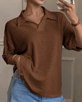 Polo Lapel Drop Shoulder T-Shirt