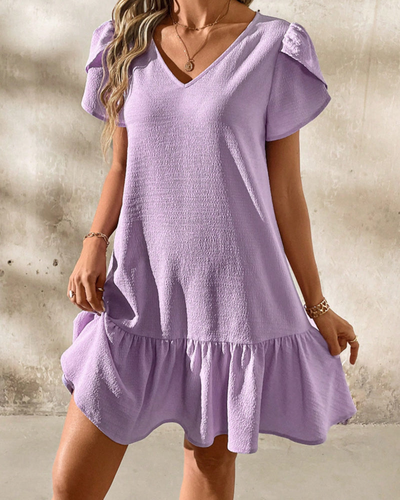 Elegant A-Hem Puff Sleeves Dress