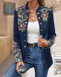 Printed double-breasted blazer