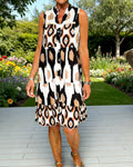 Sleeveless V-Neck Geometric Print Dress