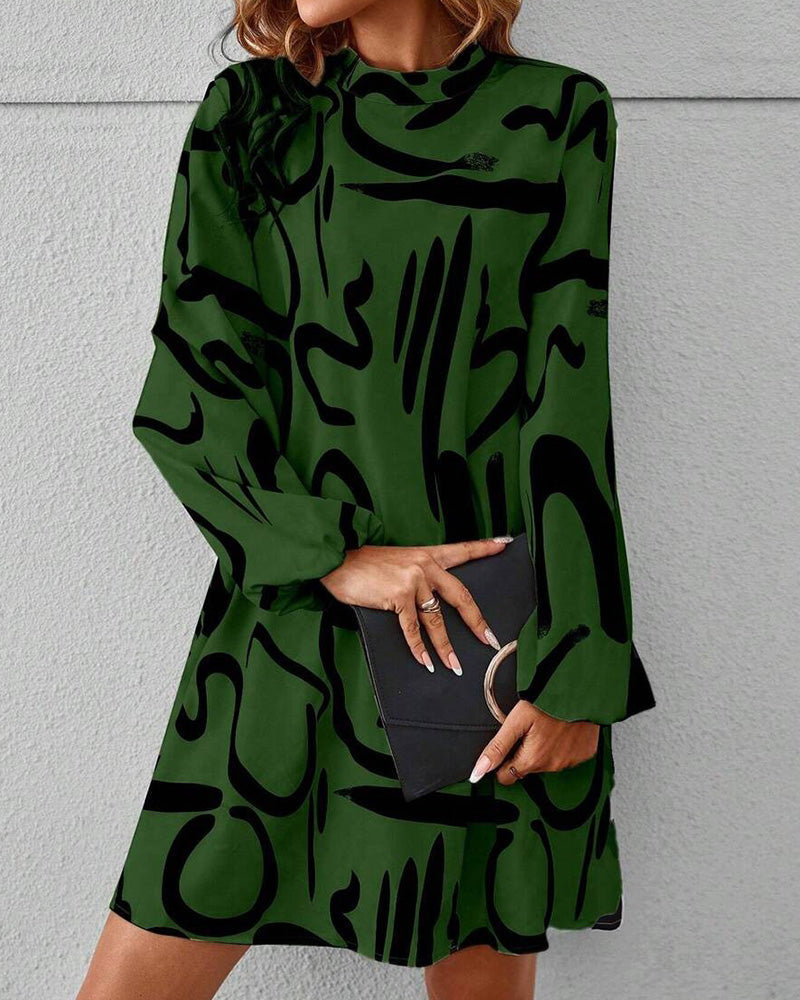 Fashionable Geometric Contrast Print Dress