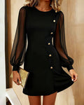 Metal Buckle Spliced Elegant Dress