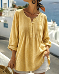 Pleated Mid-Length Casual Blouse