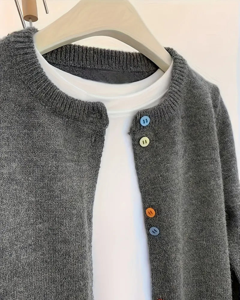 Casual Solid Color Long-Sleeved Cardigan