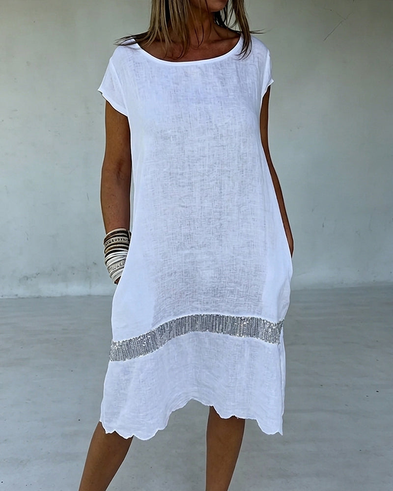 Round Neck Short Sleeves Dress