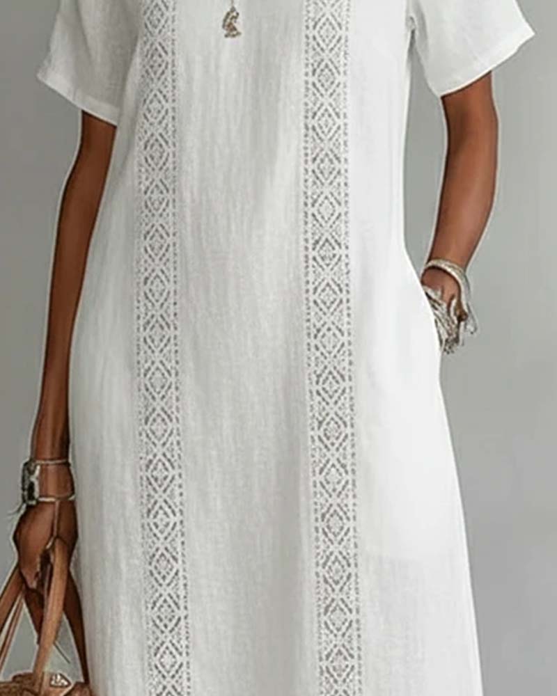 V-Neckline Short Sleeve Dress
