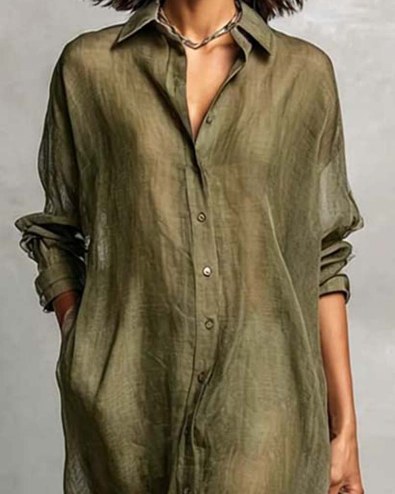 Lapel Button Shirt Dress