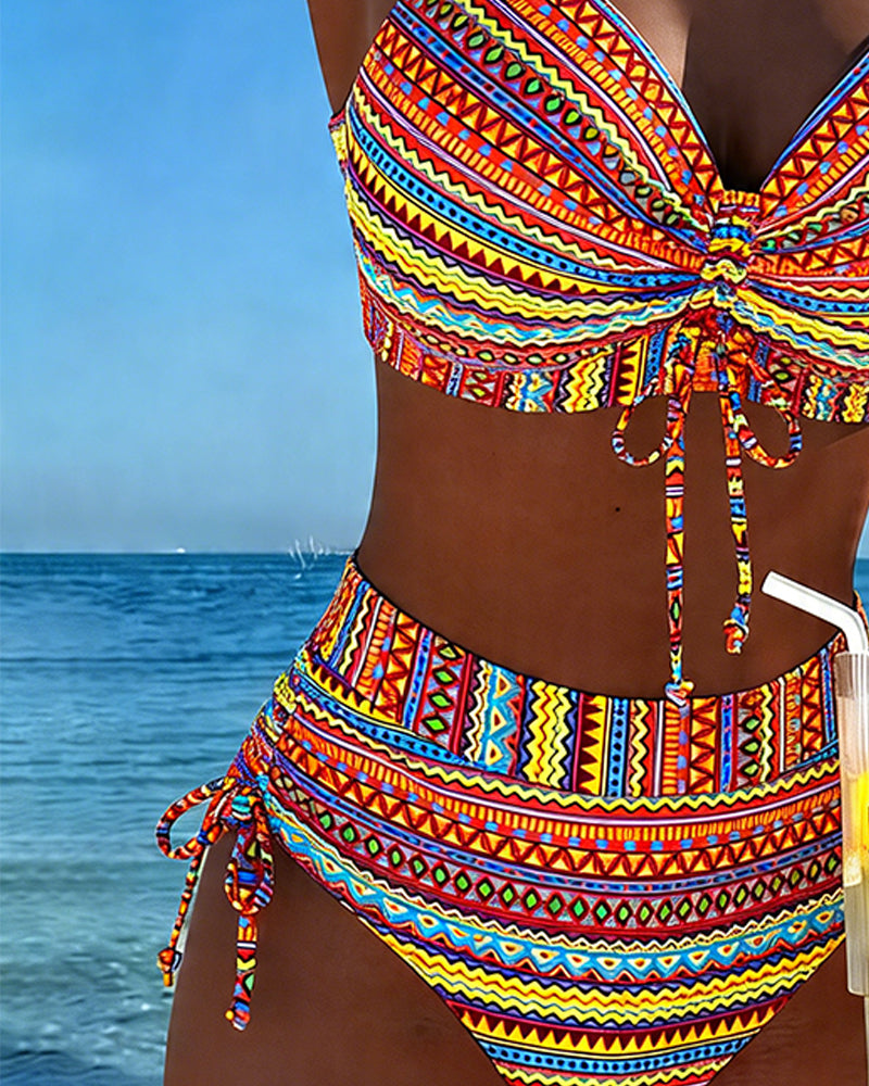 Colorful Ethnic Style Printed Sexy Bikini