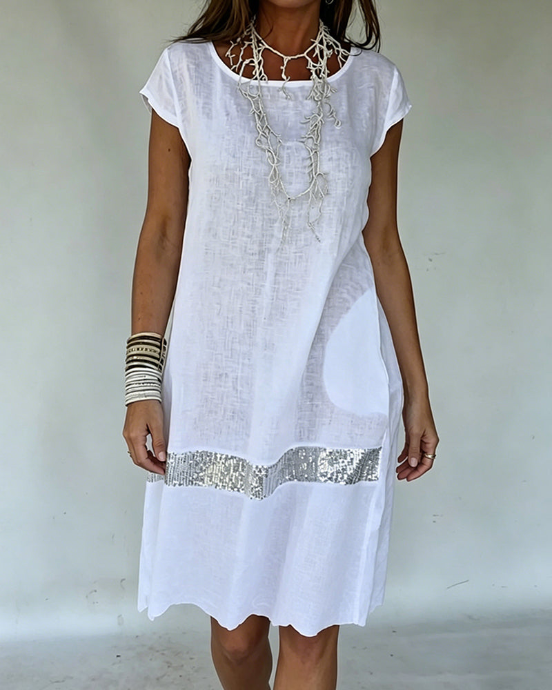 Round Neck Short Sleeves Dress