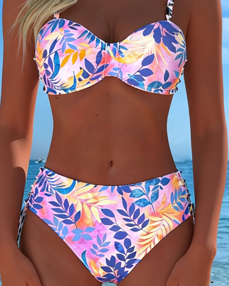 Bralette Leaf Print Bikini