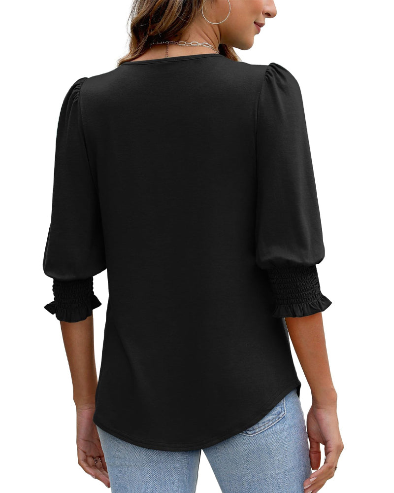 Puff Sleeve Printed Blouse