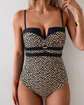 Fashionable Printed Halter Top Swimsuit