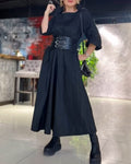 Elegant Solid Color Dress with Square Neck
