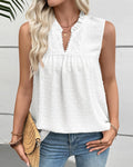 Lace Ruffle Collar Solid Tank Top