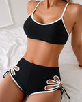 Sling Contrast Color Hollow Sexy Bikini