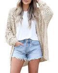 Casual Long Sleeve Hollow Out Sweater Cardigan
