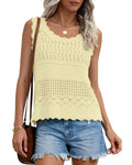 Hollow-Out Wavy Edge Sleeveless Tank Top