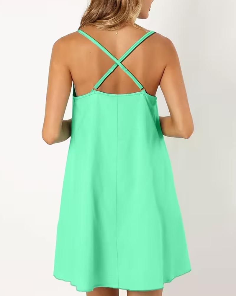 Crisscross Spaghetti Strap A-Line Dress