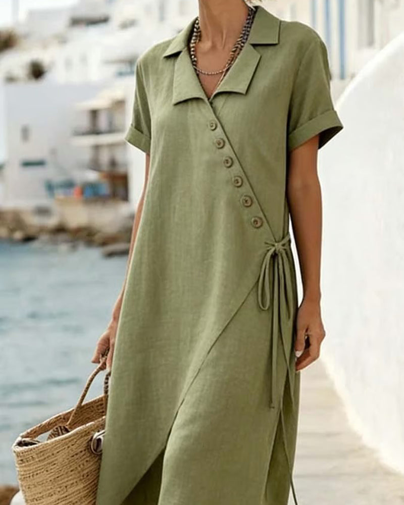 Lapel Strappy Dress