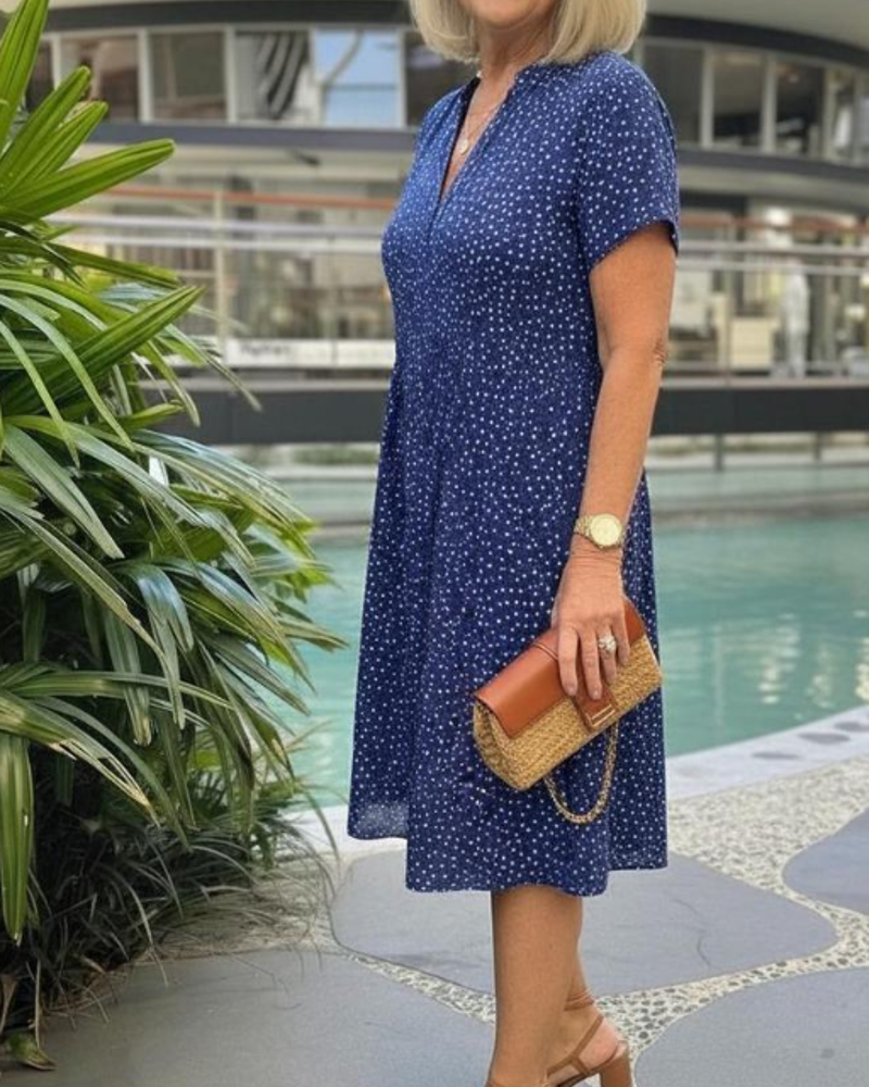 V-Neck Short Sleeve Short Dress