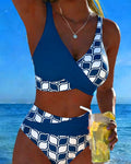 Geometric Print Splice Sexy Bikini