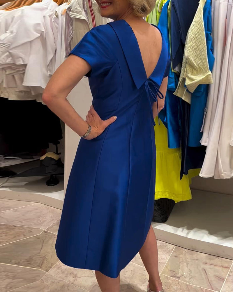 Fashionable solid color backless strappy dress