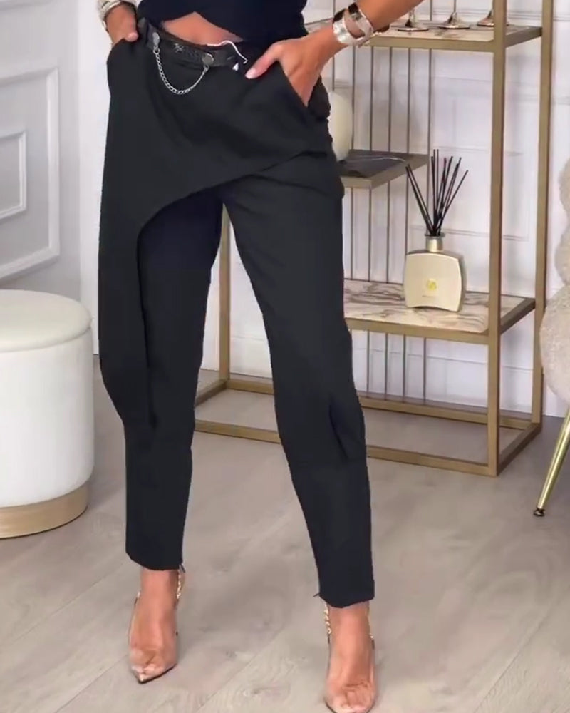 Wrap-Style Small-Foot Casual Pants