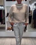 High-Neck Contrasting Color Versatile Pullover