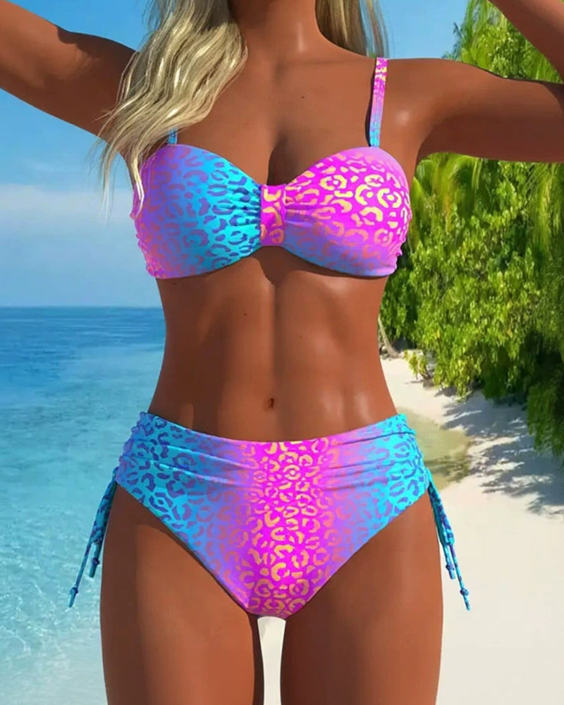 Gradient Leopard Print Sexy Bikini
