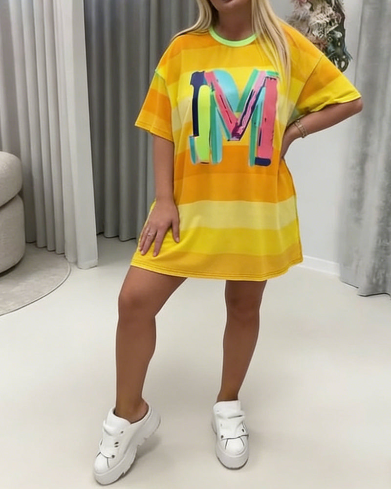 Rainbow Stripe Letter Dress