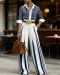 Fashion Striped Color-Blocking Commuter Sets