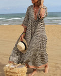 Diamond-Patterned Loose-Fitting Dress